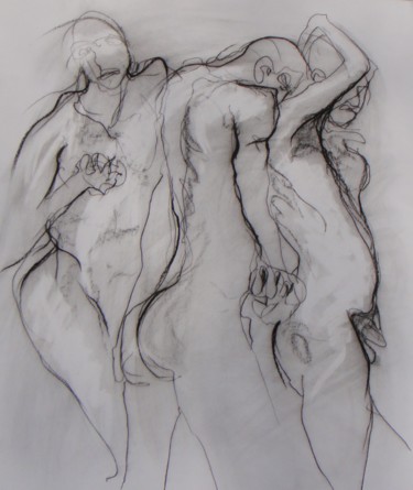 Drawing titled "trio" by Evelyne Cassan, Original Artwork, Pastel