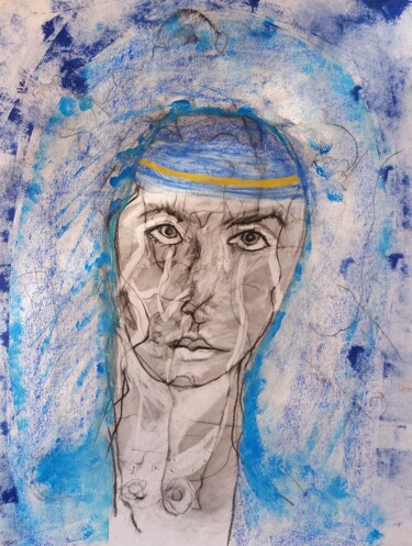 Dessin intitulée "24 fevrier:Dariya" par Evelyne Cassan, Œuvre d'art originale, Pastel