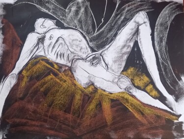 Dibujo titulada "le radeau de la med…" por Evelyne Cassan, Obra de arte original, Pastel