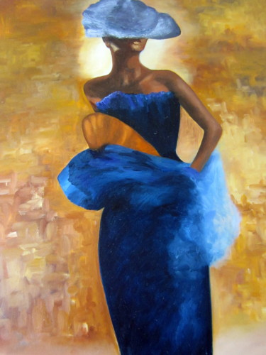 Peinture intitulée "mannequin bleu" par Evelyne Deuil, Œuvre d'art originale
