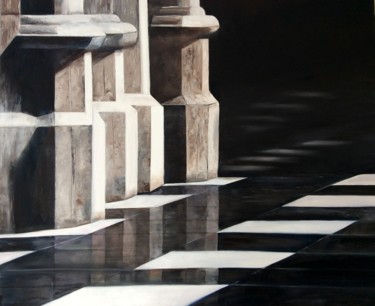 Painting titled "les colonnes" by Evelyne Deuil, Original Artwork, Oil