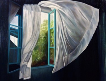 Peinture intitulée "le vent" par Evelyne Deuil, Œuvre d'art originale, Huile