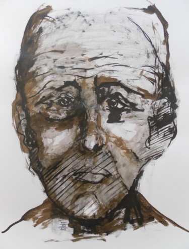 Dessin intitulée "dessin tête d'homme" par Evelyne Dominault, Œuvre d'art originale, Autre