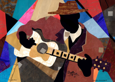 Collages intitulée "Memphis Blues" par Everett Spruill, Œuvre d'art originale, Collages