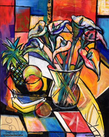 Collagen mit dem Titel "Still Life with Cal…" von Everett Spruill, Original-Kunstwerk