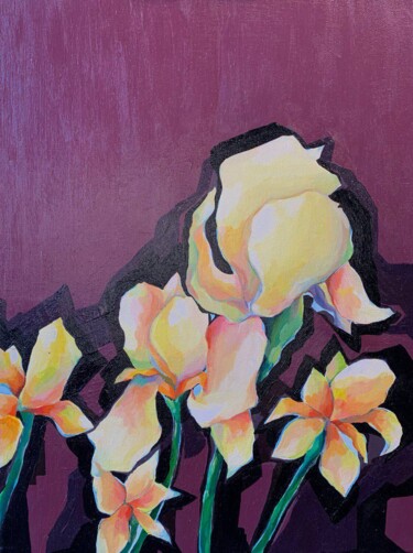 Malerei mit dem Titel "irises" von Evgeniia Komissarova (Komovski), Original-Kunstwerk, Acryl Auf Keilrahmen aus Holz montie…