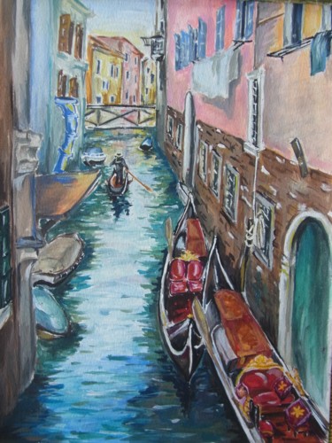 Painting titled "Venezia" by Evgenia Petrova, Original Artwork, Gouache