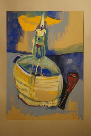 Painting titled "a candle" by Evgenia Petrova, Original Artwork, Gouache