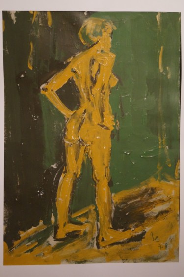 Painting titled "a standing nude" by Evgenia Petrova, Original Artwork, Acrylic