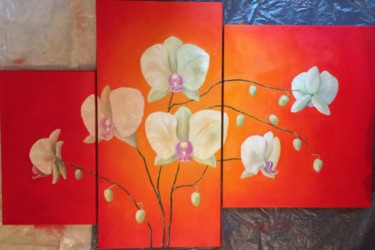 Painting titled "Orchids" by Evgenia Petrova, Original Artwork, Oil