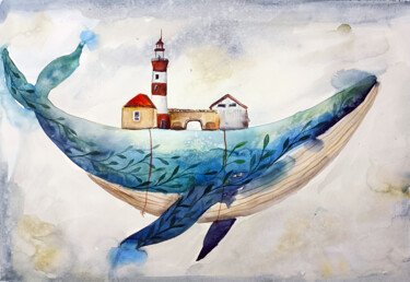 Painting titled "Profumo del oceano" by Evgenia Smirnova, Original Artwork, Watercolor