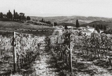 Arts numériques intitulée "Tuscany in black an…" par Ievgeniia Bidiuk, Œuvre d'art originale, Peinture numérique