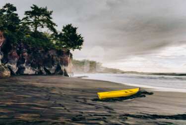 Arts numériques intitulée "Yellow boat on the…" par Ievgeniia Bidiuk, Œuvre d'art originale, Peinture numérique