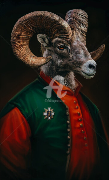 Цифровое искусство под названием "Portrait of a Moufl…" - Ievgeniia Bidiuk, Подлинное произведение искусства, Цифровая живоп…