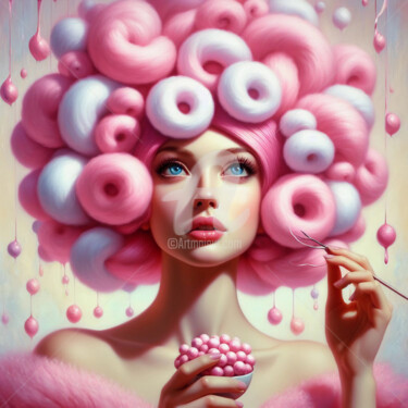 Digitale Kunst getiteld "Pink and sweet." door Ievgeniia Bidiuk, Origineel Kunstwerk, Digitaal Schilderwerk