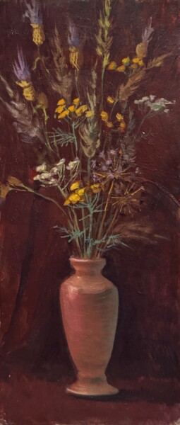 Painting titled "Багровая" by Evgeniia Grechanovskaia, Original Artwork, Oil
