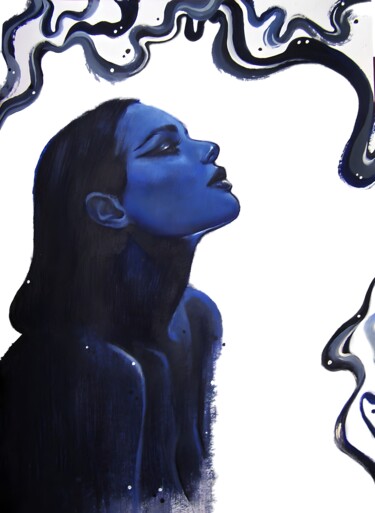 图画 标题为“girl`s blue in dark…” 由Evgeniia Karpacheva, 原创艺术品, 丙烯