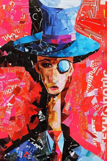 Collages titled "lady in a hat" by Evgenii Garan, Original Artwork, Collages