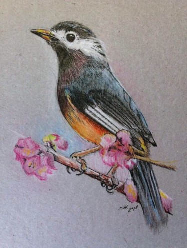 Drawing titled "Bird" by Evgeniy Karpenko, Original Artwork, Conté