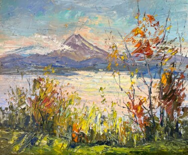Painting titled "Sunny Bay" by Evgeniya Polyudova, Original Artwork, Oil Mounted on Wood Stretcher frame
