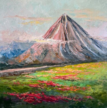 Malerei mit dem Titel "Vilyuchinsky volcano" von Evgeniya Polyudova, Original-Kunstwerk, Öl