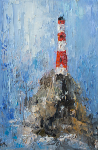 Painting titled "Sea lighthouse" by Evgeniya Zragevskaya, Original Artwork, Oil