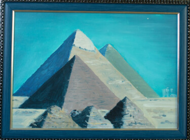 Ζωγραφική με τίτλο "Mysterious pyramids" από Evgeniya Zragevskaya, Αυθεντικά έργα τέχνης, Λάδι
