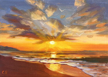 Pintura titulada "Sunrise" por Evgeny Chernyakovsky, Obra de arte original, Oleo Montado en Bastidor de camilla de madera