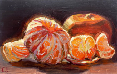 Schilderij getiteld "Bright Tangerines" door Evgeny Chernyakovsky, Origineel Kunstwerk, Olie