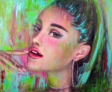 Painting titled "Ariana Grande abstr…" by Evgeny Potapkin, Original Artwork, Oil Mounted on Wood Stretcher frame