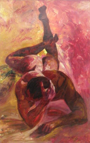 Schilderij getiteld "Nude" door Evi Panteleon, Painter, Origineel Kunstwerk, Olie