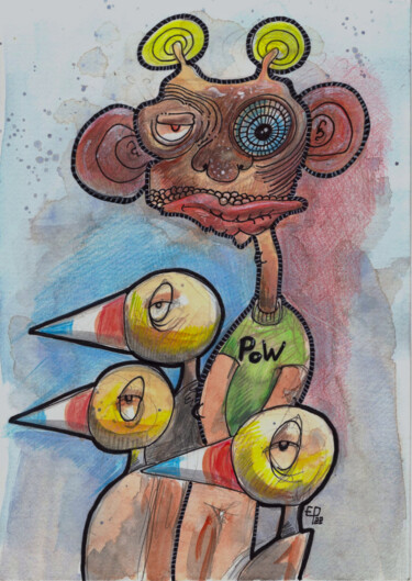 Zeichnungen mit dem Titel "PoW" von Evilop, Original-Kunstwerk, Aquarell