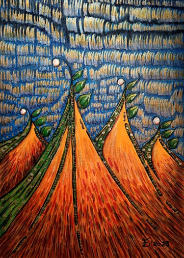 Рисунок под названием "Four Seasons - Spri…" - Ewa Dura, Подлинное произведение искусства, Маркер