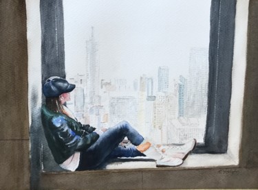 「Top of the rock」というタイトルの絵画 Ewa Helzenによって, オリジナルのアートワーク, 水彩画