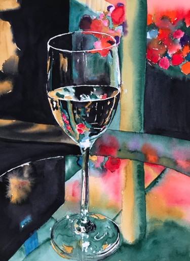 Painting titled "Party is over" by Ewa Helzen, Original Artwork, Watercolor