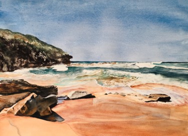Peinture intitulée "Curl Curl Beach out…" par Ewa Helzen, Œuvre d'art originale, Aquarelle