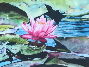 「Pink searose」というタイトルの絵画 Ewa Helzenによって, オリジナルのアートワーク, 水彩画