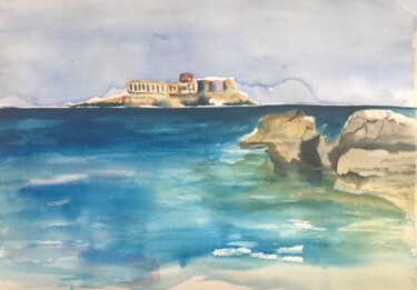 Painting titled "The casino Malta" by Ewa Helzen, Original Artwork, Watercolor