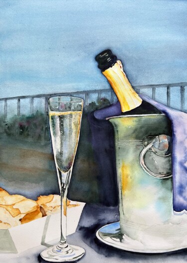 Painting titled "Some sparkling whin…" by Ewa Helzen, Original Artwork, Watercolor