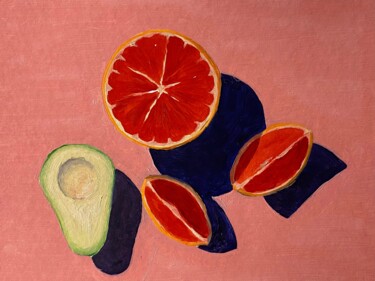 Peinture intitulée "ORANGE AND AVOCADO…" par Ildar Minnegalimov (exesalle), Œuvre d'art originale, Huile