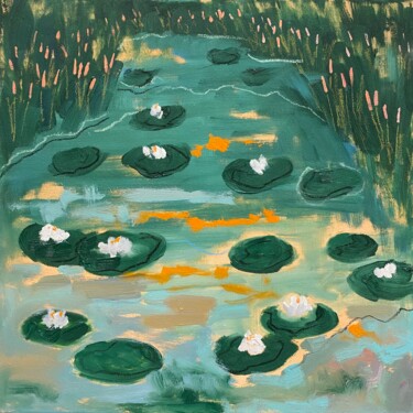 제목이 "WATER LILIES — CONT…"인 미술작품 Ildar Minnegalimov (exesalle)로, 원작, 기름 나무 들것 프레임에 장착됨