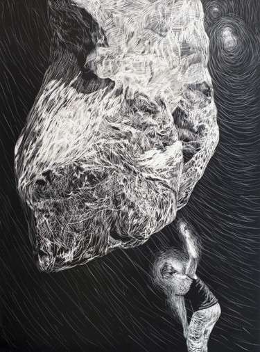 Drawing titled "Masse familière" by Etienne Eymard Duvernay, Original Artwork, Scratchboard