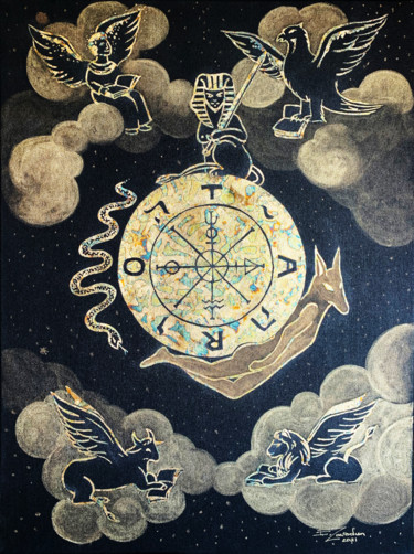 Картина под названием "The wheel of Fortune" - Ekaterina Zavodun, Подлинное произведение искусства, Акрил Установлен на Дере…
