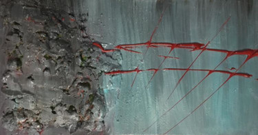 Peinture intitulée "Red bridge" par Ezio Grelli, Œuvre d'art originale, Acrylique
