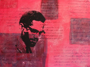 Druckgrafik mit dem Titel "Malcolm X red" von Florian Arendt, Original-Kunstwerk, Siebdruck