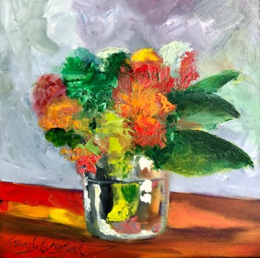 Painting titled "Fleurs et transpare…" by Francis Bocquet, Original Artwork, Oil