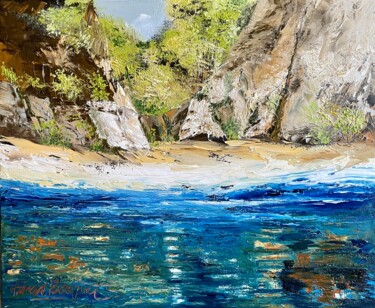 Malerei mit dem Titel "Lac de montagne 2" von Francis Bocquet, Original-Kunstwerk, Öl