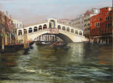 Peinture intitulée "le-pont-du-rialto-u…" par Francis Bocquet, Œuvre d'art originale, Huile