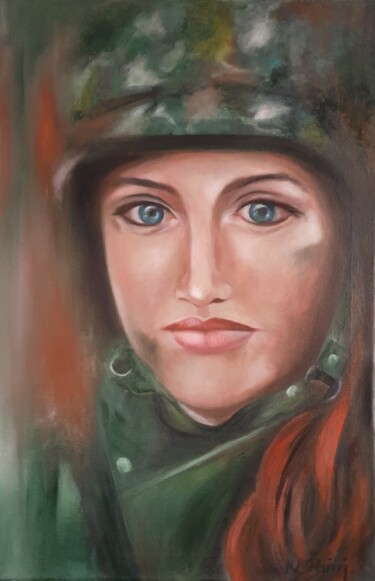 Painting titled "Au front" by Nawelbrini, Original Artwork, Oil