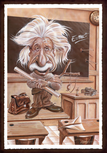 Painting titled "EINSTEIN - E=mc2" by Frédéric Desbois, Original Artwork, Acrylic